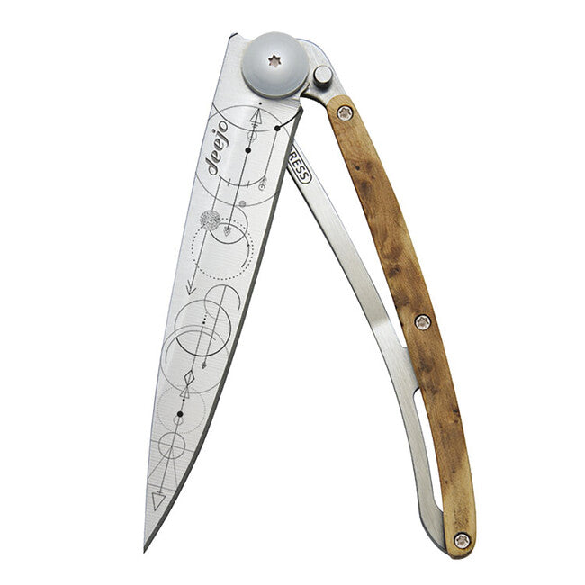 Deejo Teorema del tatuaggio coltello di chiusura in legno di ginepro