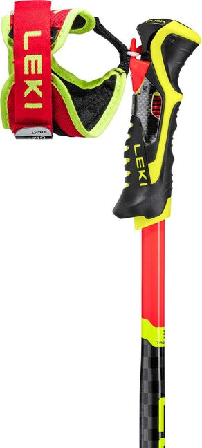 Leki WCR TBS SL 3D bastoncini da sci alpino, rosso chiaro/nero/giallo neon