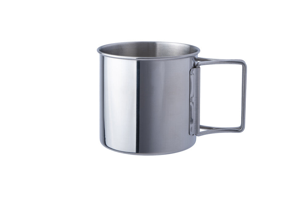BasicNature Space Safer Mini tazza in acciaio inox 0,35 l manico pieghevole