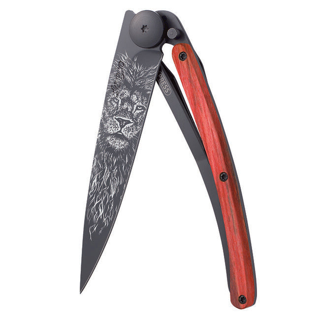Deejo Black tattoo red beech Lion coltello di chiusura
