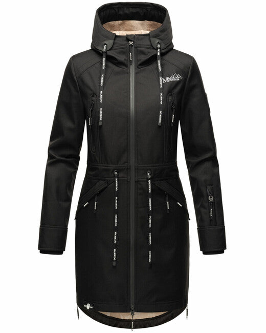 Marikoo Racquelle giacca softshell da donna con cappuccio, nera