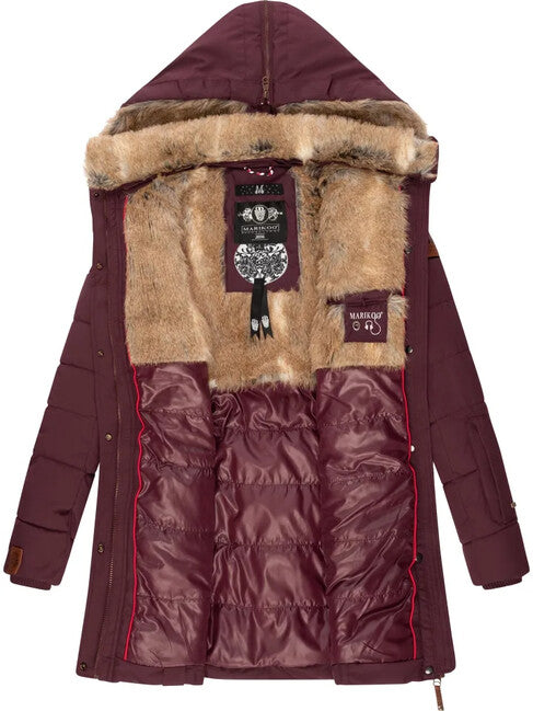 Marikoo Lieblings Jacke giacca invernale da donna con cappuccio, bordeaux