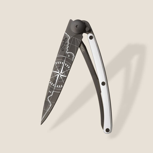 Deejo Tattoo coltello di chiusura GOLD Oro bianco 9kt Terra Incognita