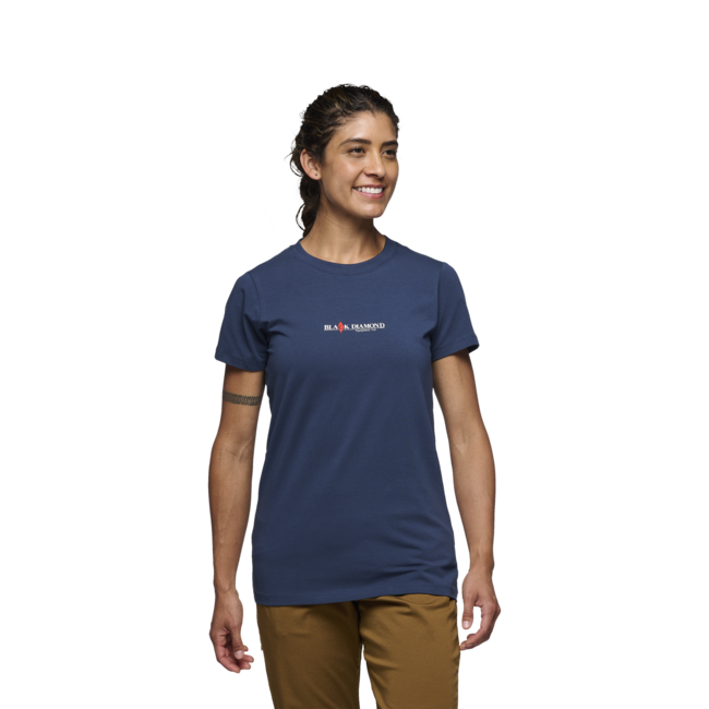 Black Diamond Heritage Wordmark t-shirt a maniche corte da donna, indaco