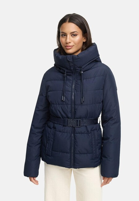Marikoo Himee 16 giacca invernale da donna con collo alto e cinturino, navy