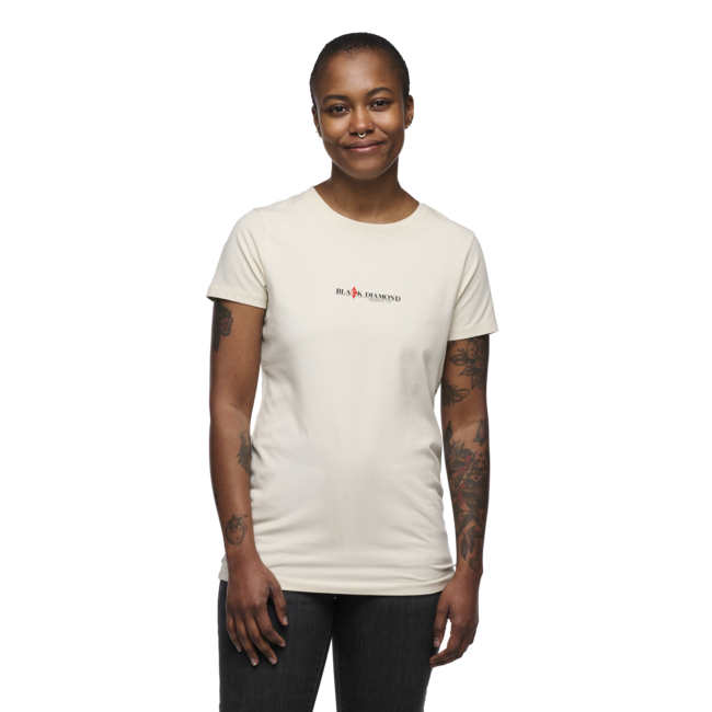 Black Diamond Heritage Wordmark t-shirt da donna a maniche corte, bianco sporco