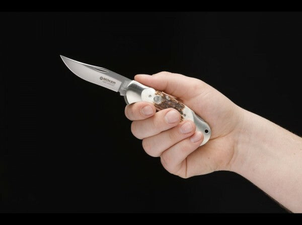 Böker Manufaktur Solingen Scout Stag coltello da tasca 8 cm, corno