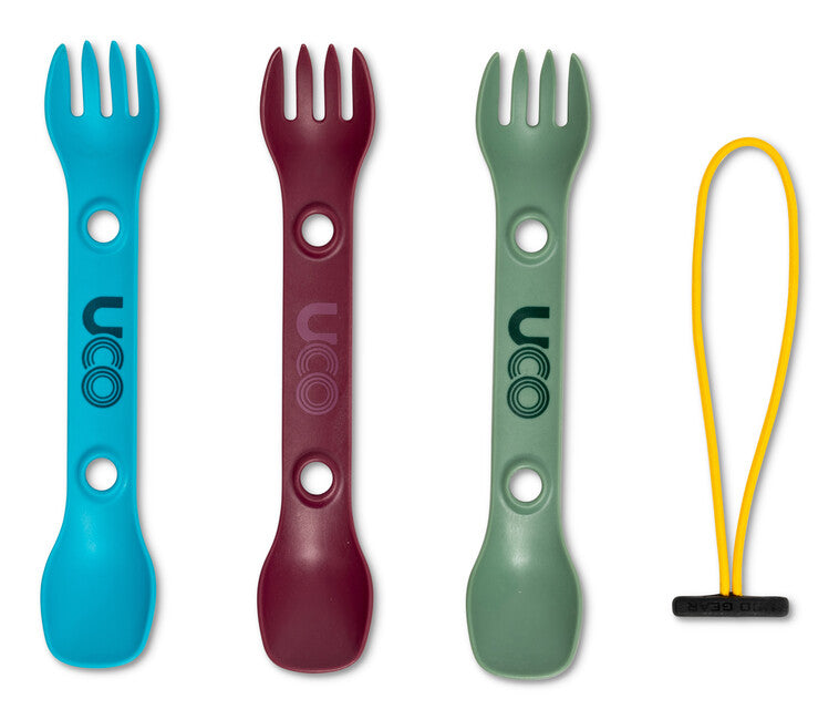 UCO Mini Set di posate a forchetta 3 pezzi, verde, viola, blu