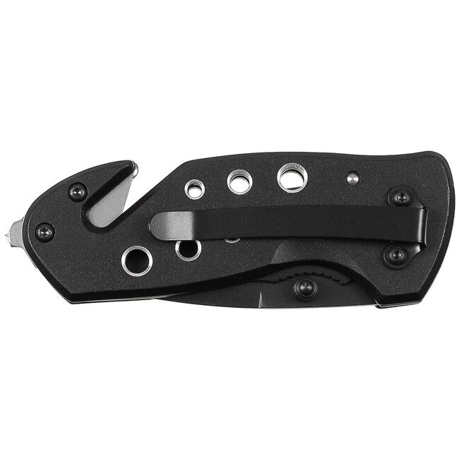 Fox Outdoor Jack coltello a una mano, nero, manico in metallo