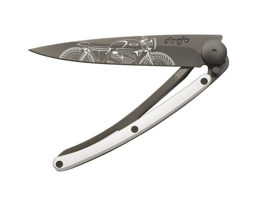 Deejo Gold Tattoo coltello Oro bianco 9kt Cafe Racer