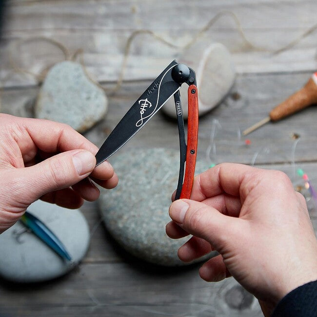 Deejo Ocean Coltello di chiusura, in legno di corallo nero Anchor