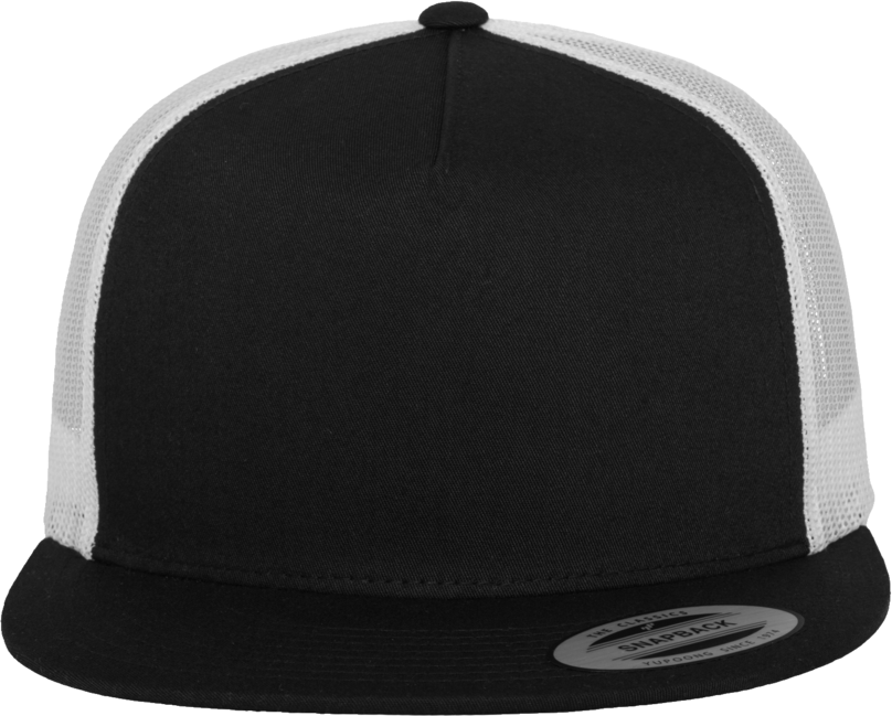 Brandit Classic Trucker con tesa dritta, bianco e nero