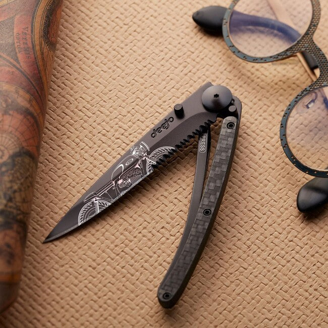 Deejo Café Racer coltello serration nero
