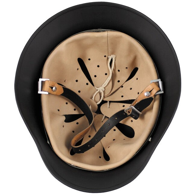 MFH Elmetto in metallo ww ii con interno in pelle, nero