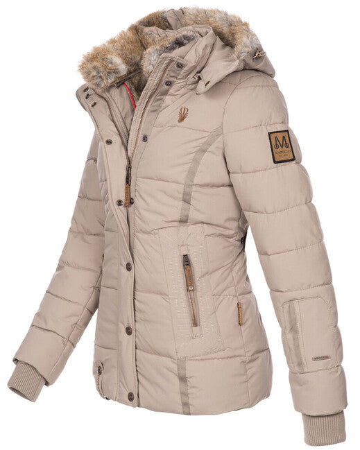 Marikoo Nekoo giacca invernale da donna con cappuccio, tortora
