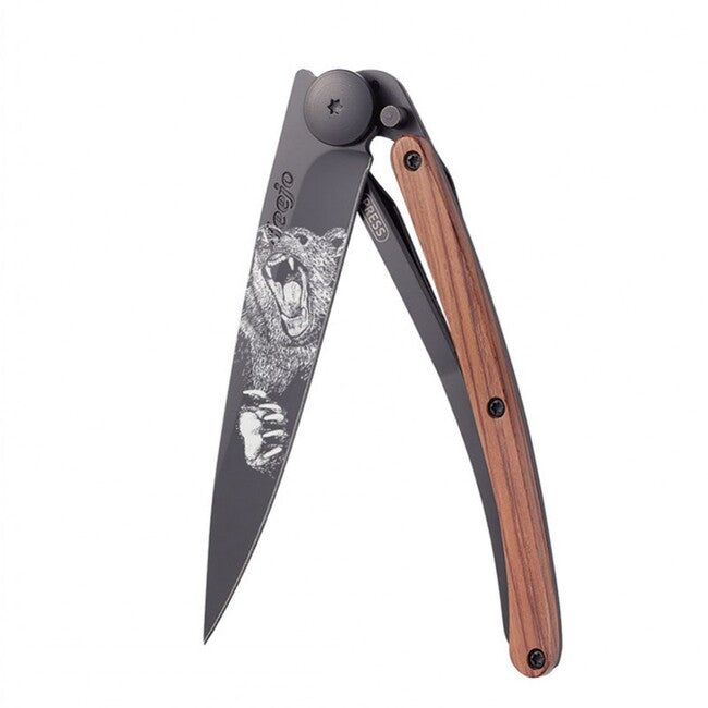 Deejo Tattoo coltello da chiusura, grizzly nero corallo