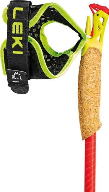 Leki Ultratrail FX.One Superlite bastoni da trail running, rosso brillante-giallo neon-carbonio naturale