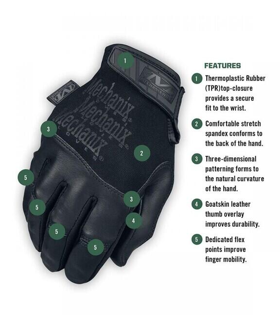 Mechanix Recon guanti in pelle, neri