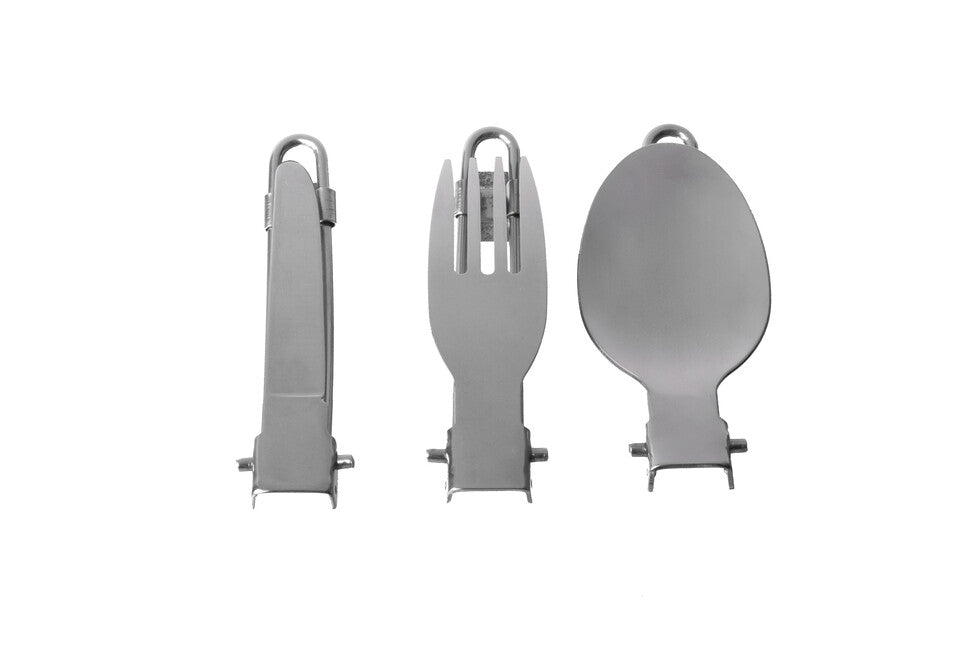 BasicNature MiniTrek set di posate pieghevoli in acciaio inox con borsa in nylon