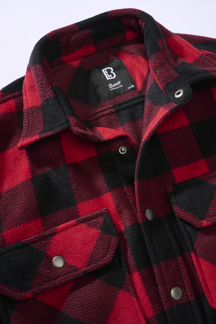 Brandit Jeff Fleece camicia a maniche lunghe, rosso/nero