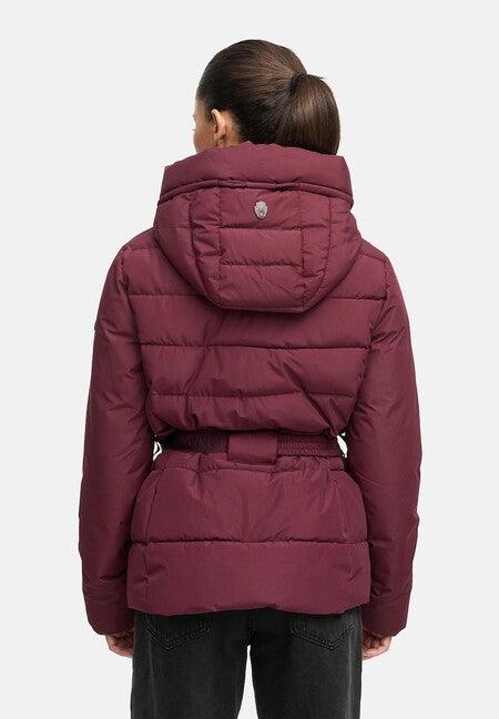 Marikoo Women's Winter Jacket HIMEE 16 with High Collar and Hood, Wine