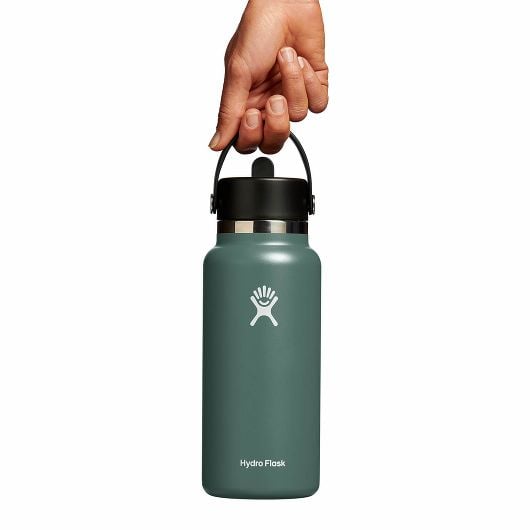 Hydro Flask Wide bottiglia termica con boccaglio 32 OZ Wide Flex Straw Cap 946 ml, abete