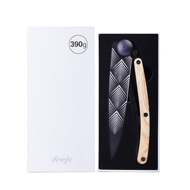Deejo Gigante coltello di chiusura, nero Art Déco
