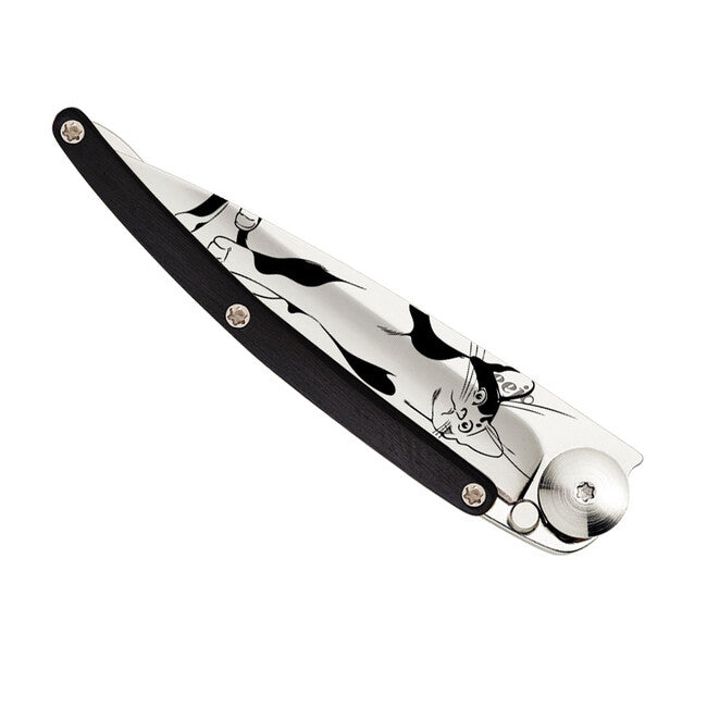 Deejo Tattoo coltello di chiusura in legno d'ebano gatto