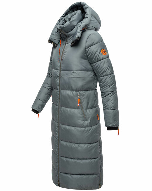Navahoo Kristallblume giacca invernale lunga da donna con cappuccio, blu tempesta