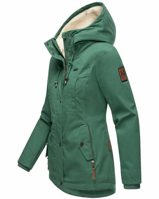 Marikoo Bikoo parka invernale da donna con cappuccio, verde polvere