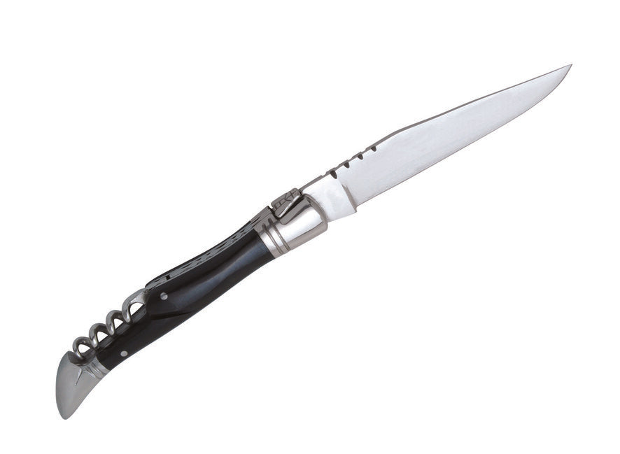 Laguiole DUB041 coltello lama 11 cm acciaio 440 manico in corno nero