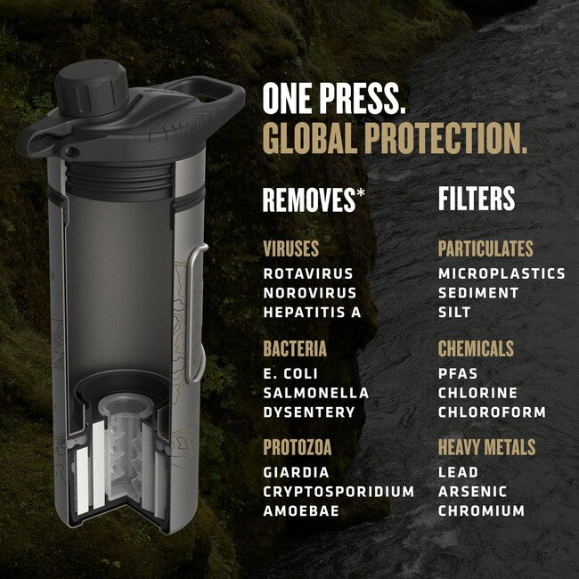 Grayl GeoPress™ purificatore in titanio + coperchio di cottura, nero coperto