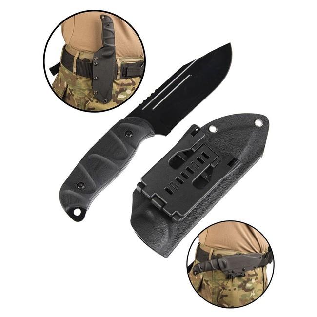 Mil-Tec G10 coltello con fodero in Kydex, nero