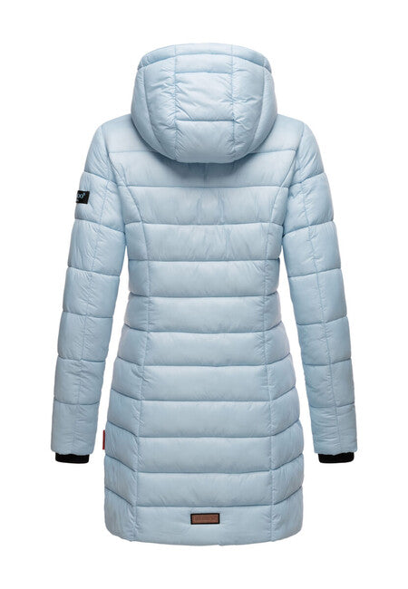 Marikoo Abendsternchen cappotto trapuntato da donna con cappuccio, azzurro