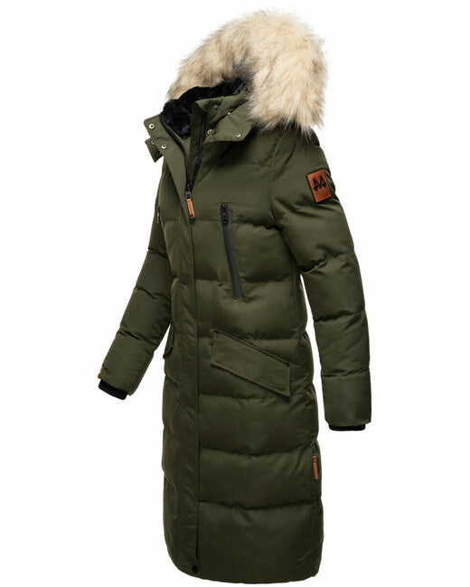 Marikoo Schneesternchen giacca invernale da donna con cappuccio, oliva