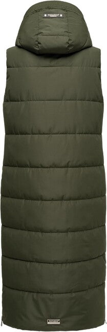 Navahoo Brezelchen gilet lungo da donna, oliva scuro