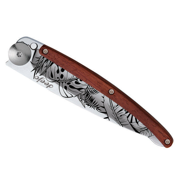 Deejo Tattoo Coltello pieghevole Specchio coralwood Jungle