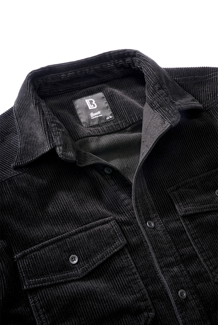 Brandit Corduroy Classic camicia a maniche lunghe, nero