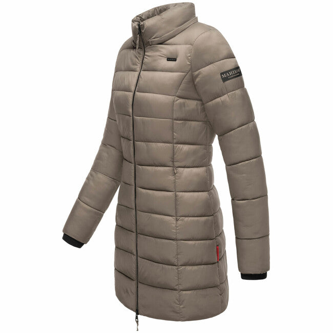 Marikoo Abendsternchen cappotto trapuntato da donna con cappuccio, marrone pietra