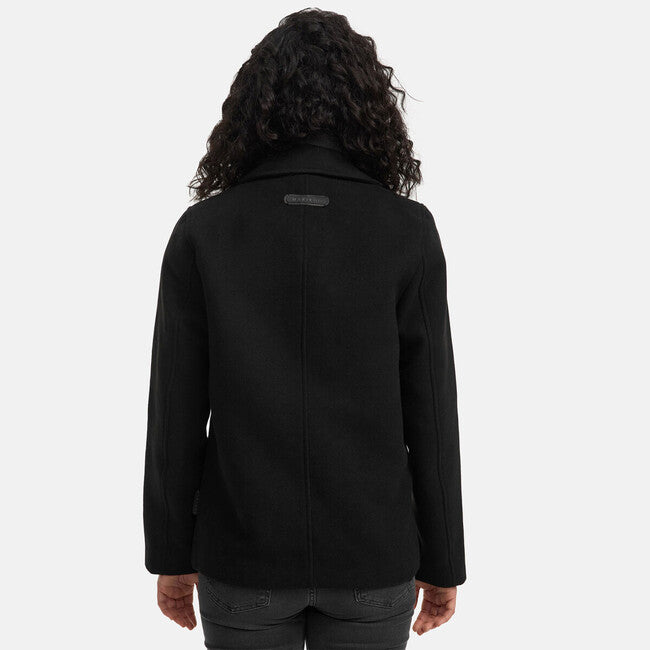 Marikoo Aylaraa cappotto corto da donna con colletto rimovibile, nero