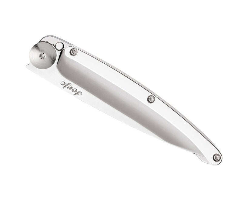 Deejo Coltello di chiusura ORO a specchio 9 carati, oro bianco