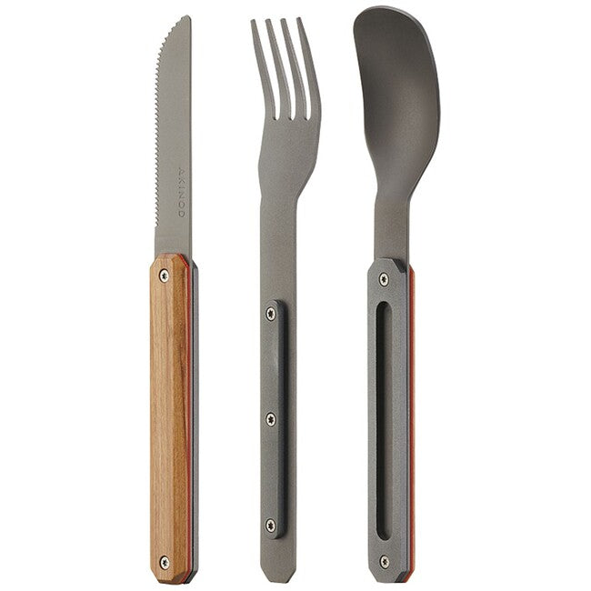 Akinod A01T00001 set di posate 12h34, legno d'oliva