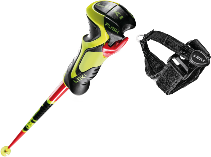 Leki WCR Lite SL 3D bastoncini da sci, rosso brillante-nero-giallo neon
