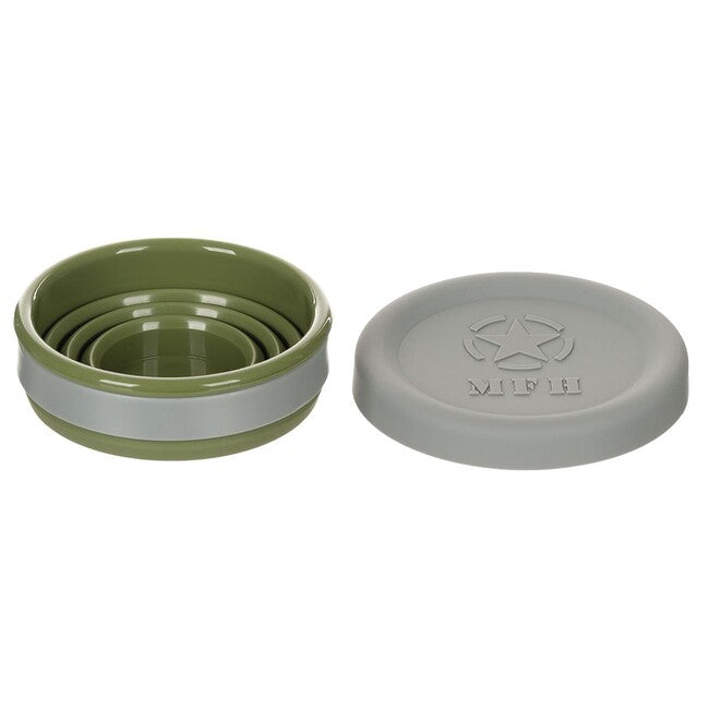 MFH Tazza pieghevole con coperchio, silicone, verde OD, 200 ml