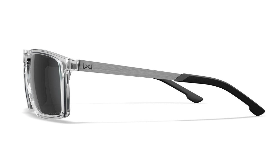 Wiley X Axe Sunglasses, Captivate Grey/Gloss Crystal Clear