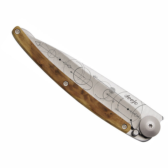 Deejo Teorema del tatuaggio coltello di chiusura in legno di ginepro