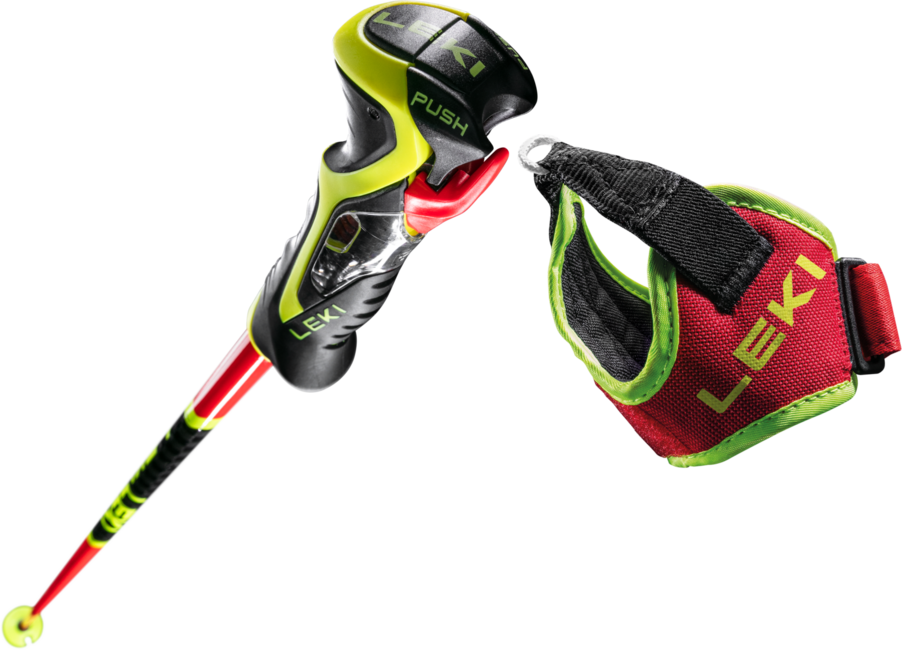 Leki WCR SL 3D bastoncini da sci, rosso brillante-nero-giallo neon