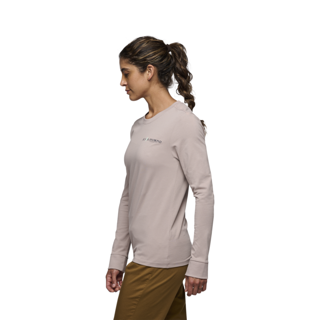 Black Diamond Women's Heritage Wordmark Long Sleeve Shirt, Pale Mauve