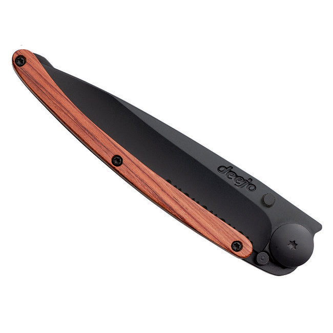 Deejo Serrated coltello in legno di corallo nero