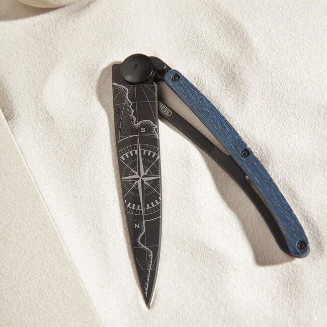 Deejo Tattoo Coltello di chiusura Nero faggio blu Terra Incognita